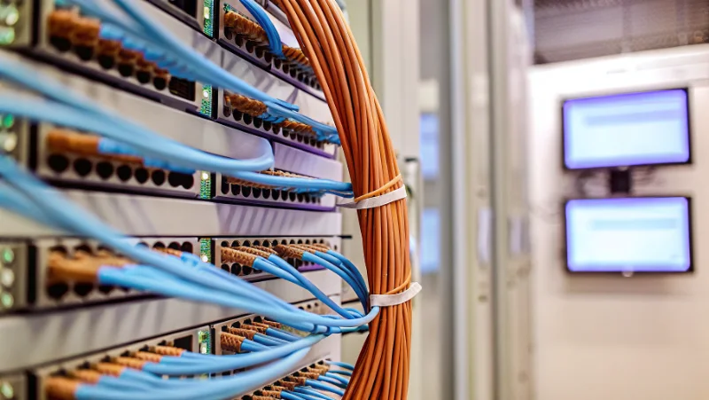 Advanced data centre servers with fiber optic connections supporting online casino platforms